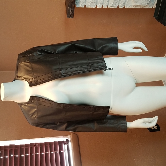 NWOT brown genuine leather jacket - Picture 1 of 8